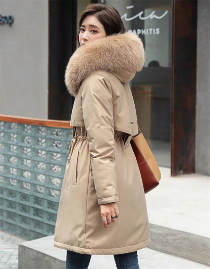 Women’s Long Fur-Collar Winter Parka
