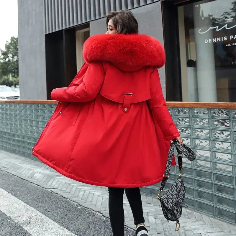 Women’s Long Fur-Collar Winter Parka