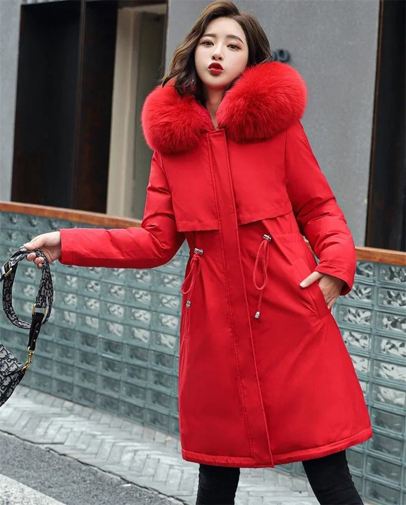 Women’s Long Fur-Collar Winter Parka