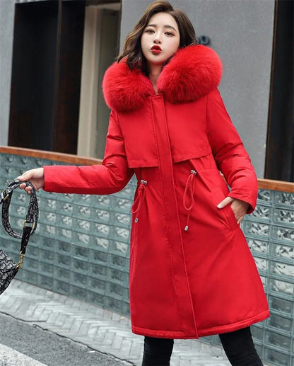 Women’s Long Fur-Collar Winter Parka