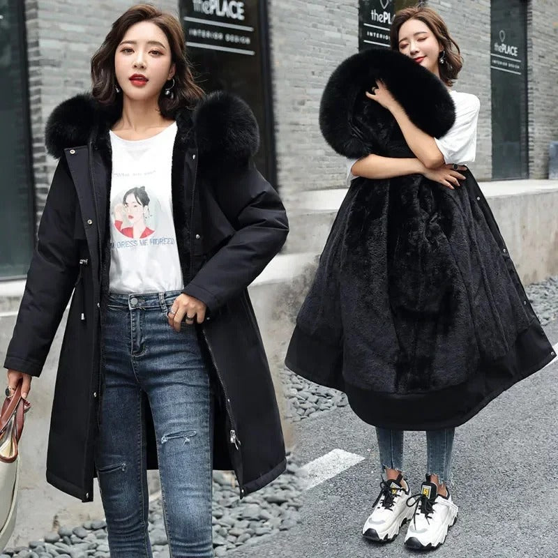 Women’s Long Fur-Collar Winter Parka
