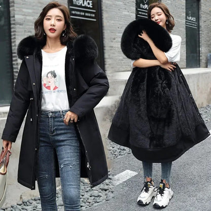 Women’s Long Fur-Collar Winter Parka
