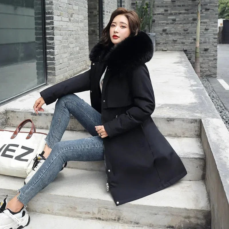 Women’s Long Fur-Collar Winter Parka