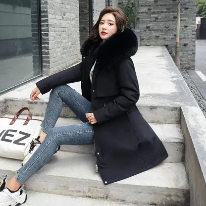 Women’s Long Fur-Collar Winter Parka