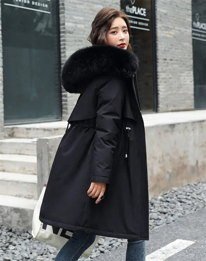 Women’s Long Fur-Collar Winter Parka