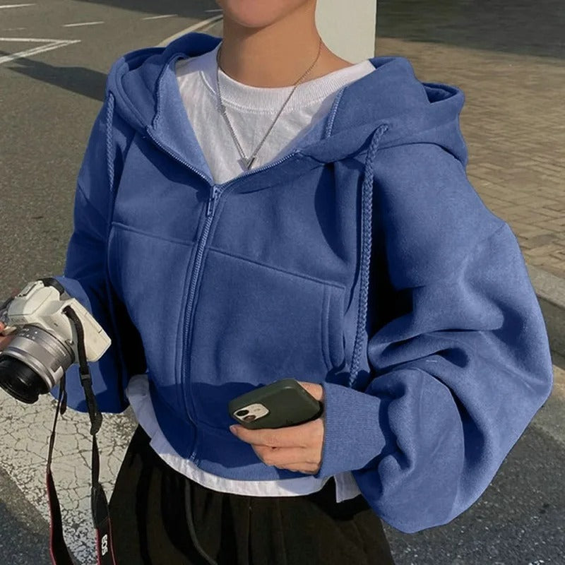 Women’s Cropped Fleece Zip-Up Hoodie