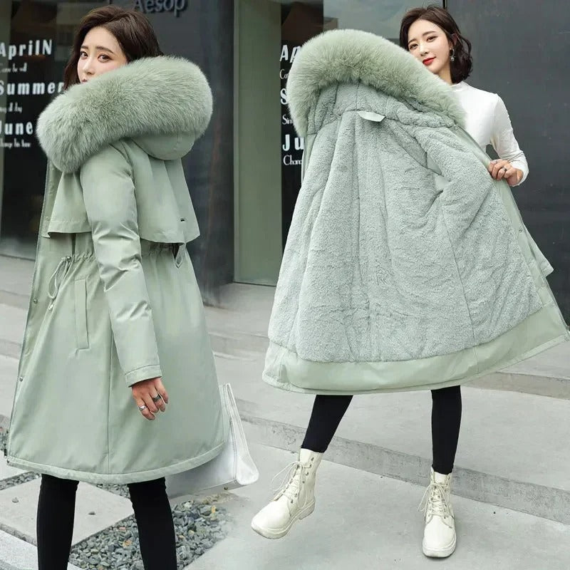 Women’s Long Fur-Collar Winter Parka