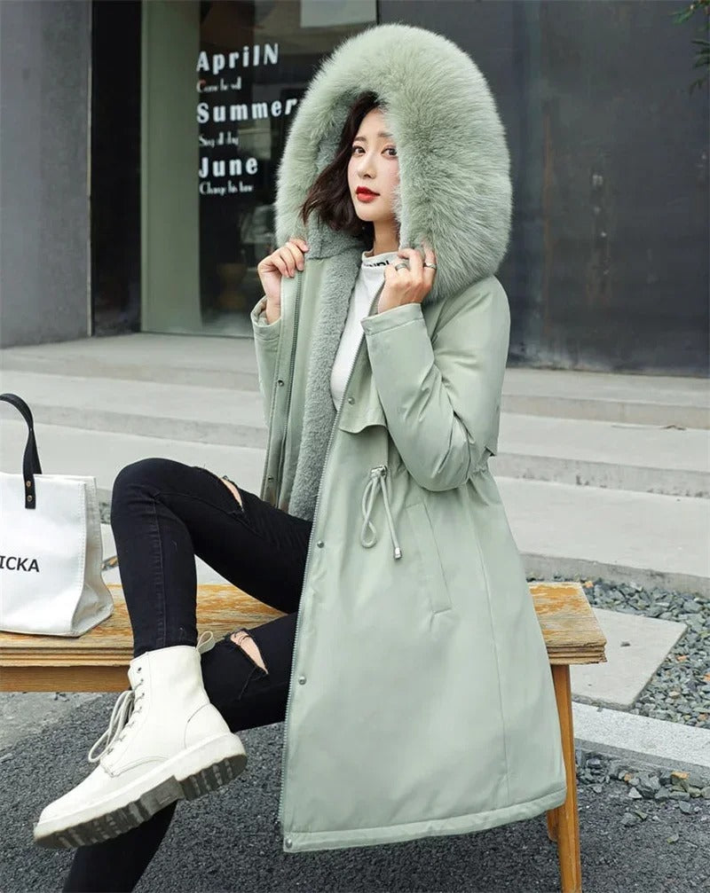 Women’s Long Fur-Collar Winter Parka