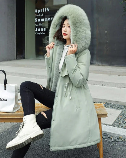 Women’s Long Fur-Collar Winter Parka