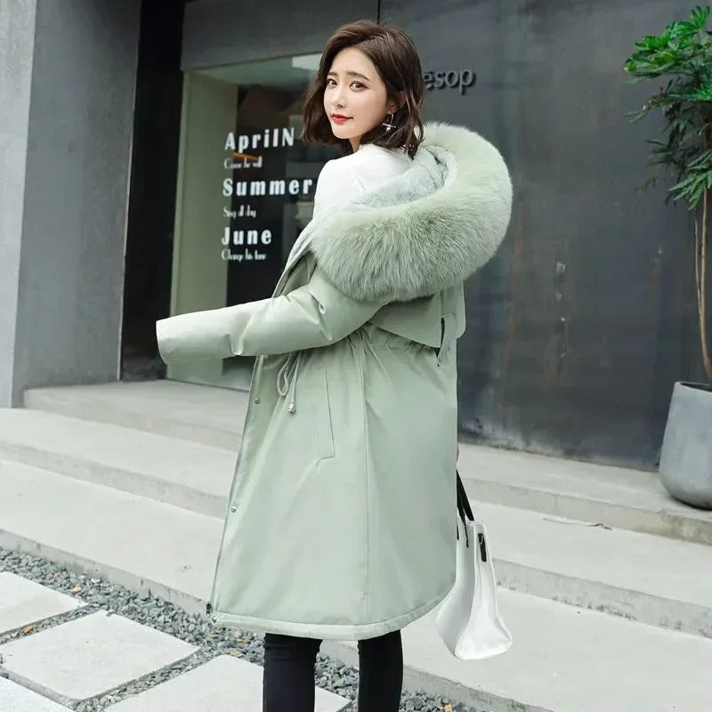 Women’s Long Fur-Collar Winter Parka