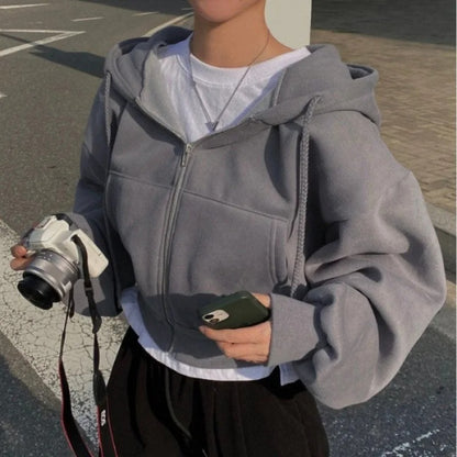 Women’s Cropped Fleece Zip-Up Hoodie