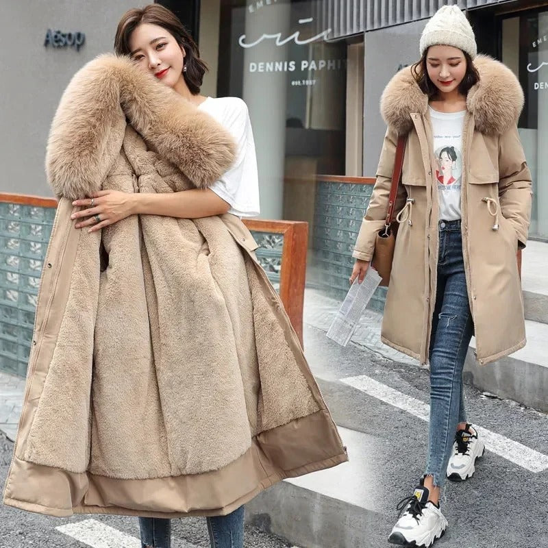 Women’s Long Fur-Collar Winter Parka