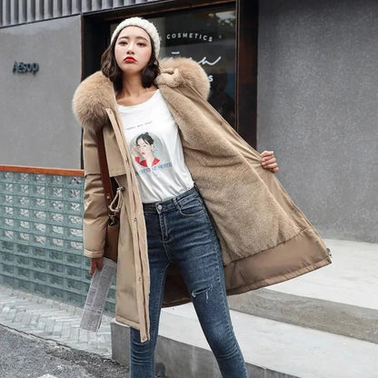 Women’s Long Fur-Collar Winter Parka