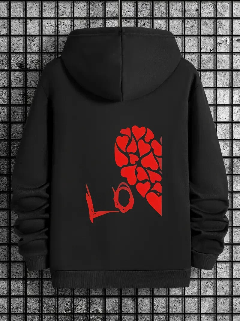 Love Print Fleece Hoodie